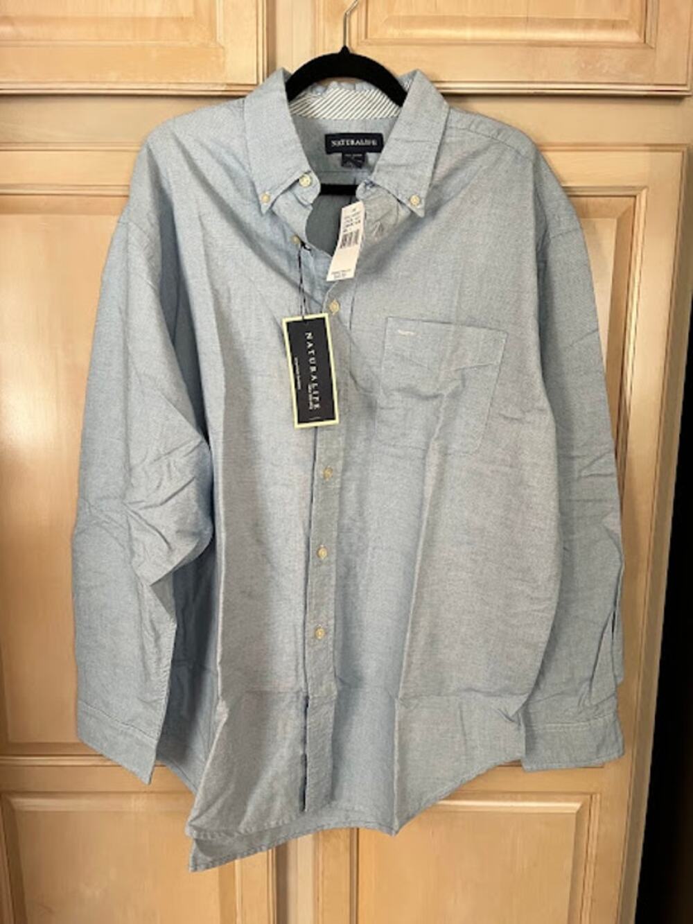 NWT Natural Life Shirt Cotton Blue White Small Check Button Down Sz L